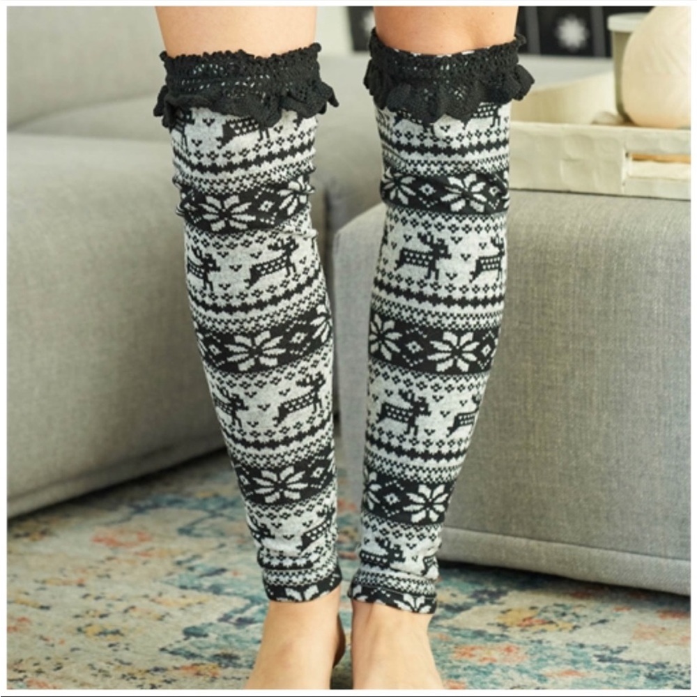 Ryu A’reve by Anthropology Nordic Crochet Leg Warmer Over the Knee Boot Socks